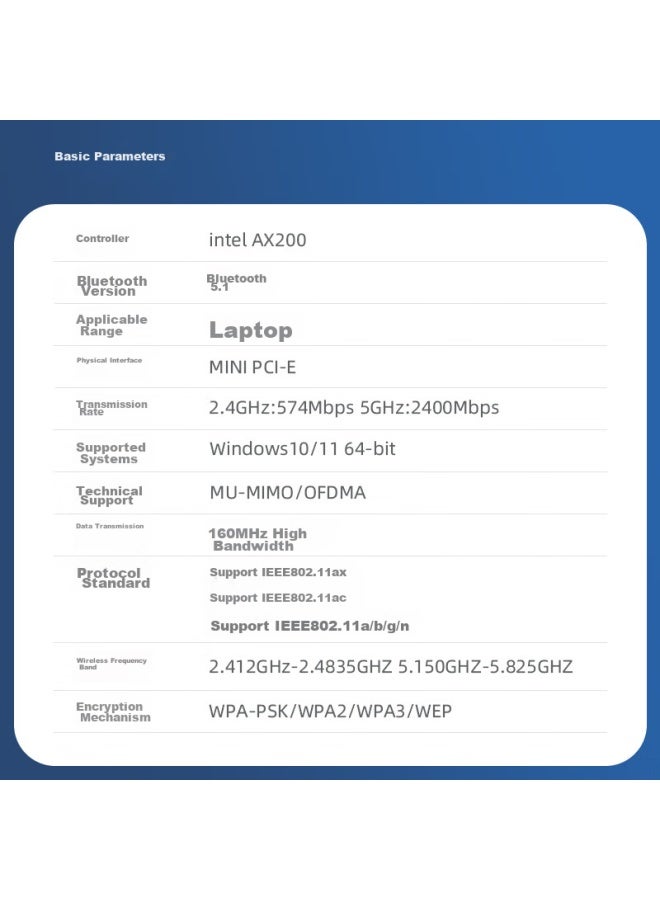 Eb-link Intel Ax200 Chip Laptop Wireless Network Card, 3000m Mini-pcie Interface, Wifi 6 Gigabit Dual-band Network Card, Bluetooth 5.1, Computer Internal Module - Image 2
