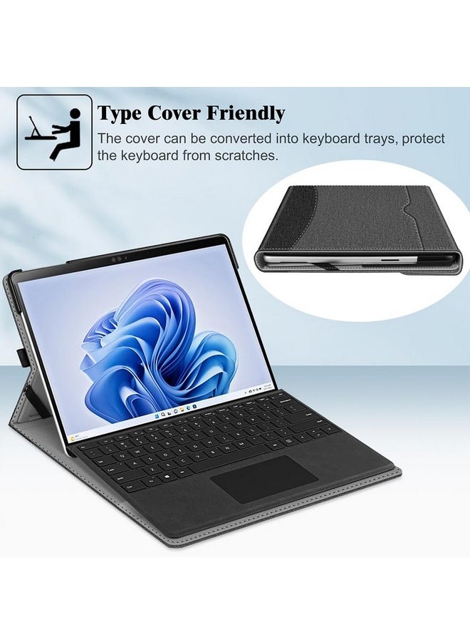 Fintie Case for 13 Inch Microsoft Surface Pro 11/10/9 - Multiple Angle Viewing Portfolio Business Cover with Pocket & Stylus Holder, Compatible with Type Cover Keyboard, Gray