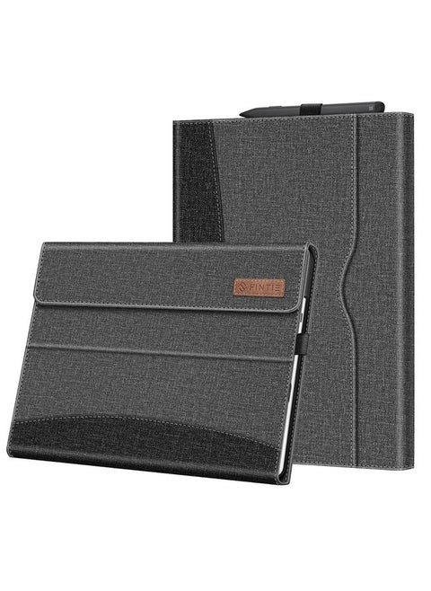Fintie Case for 13 Inch Microsoft Surface Pro 11/10/9 - Multiple Angle Viewing Portfolio Business Cover with Pocket & Stylus Holder, Compatible with Type Cover Keyboard, Gray