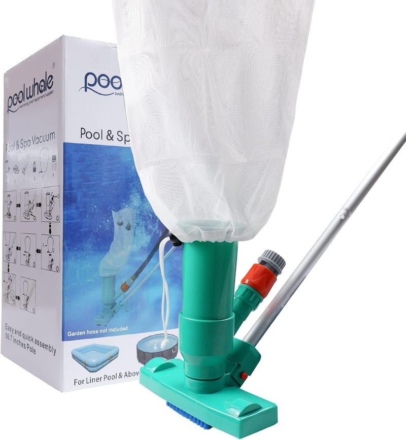POOLWHALE Upgrades Pool Spa Pond Mini Jet Vac Vacuum Cleaner w/Brush, Bag,5 Sections Telescopic Pole of 48" and Handle - Image 1