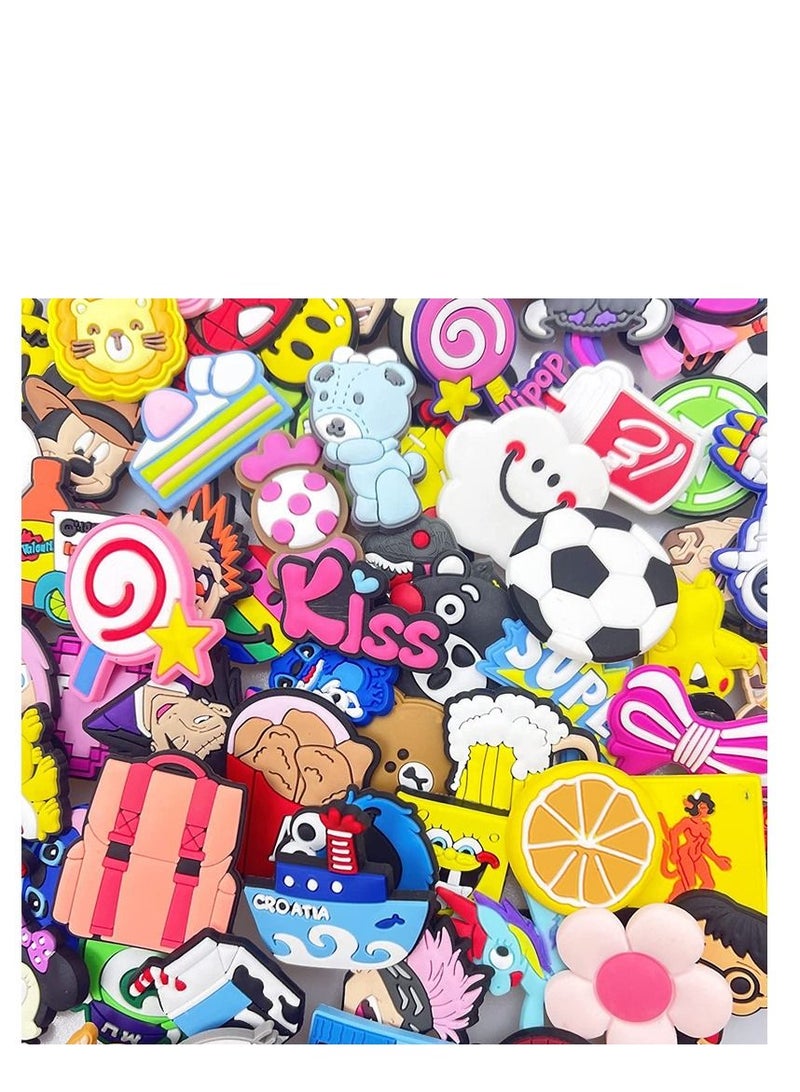 Shoe Decoration Charms, 100 Pcs Random Different Charm for Crocs Hole Buckle Party Favors ​Mini Bracelet Wristband Men Women Kid - Image 2