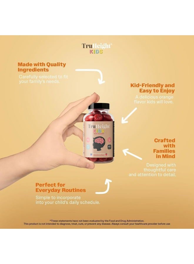 TruHeight  Kids Brain Growth Gummies (Mixed Berry, Ages 2+) All Natural Kids & Toddler Vitamins - Omega-3, DHA Multivitamin - Brain & Memory Supplements - Vegan Vitamin, Gluten Free Supplement - Image 3