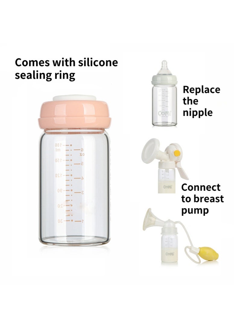 Wide-Neck Breast Milk Storage Bottles 180ml, Pack of 4, High Borosilicate Heat-Resistant Glass, BPA-Free, Safe & Durable Baby Feeding Containers - Image 2