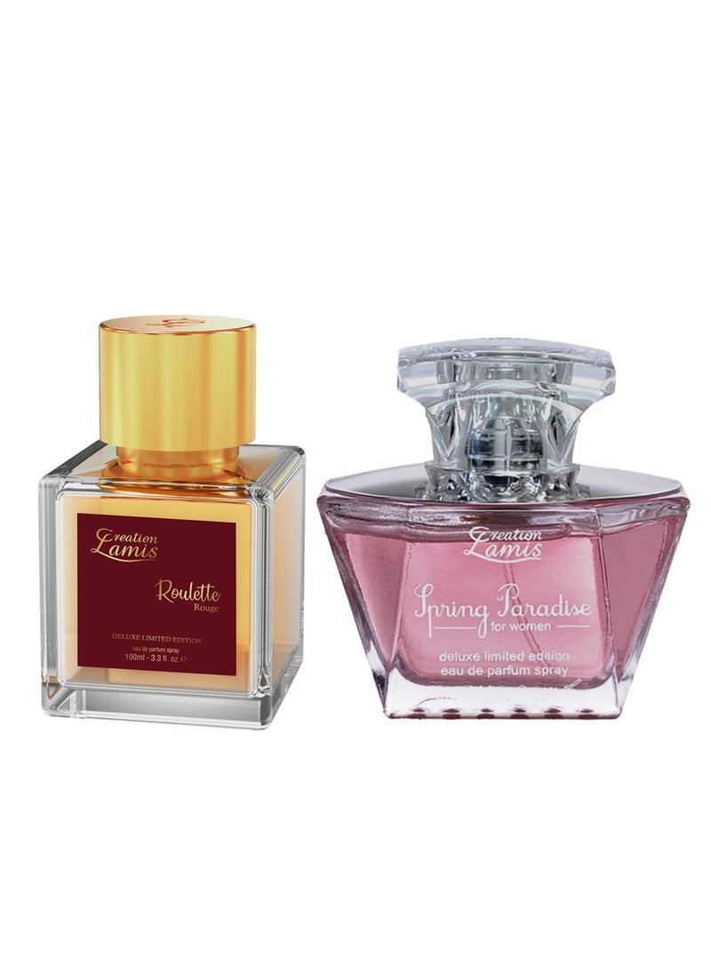 Creation Lamis - Spring Paradise Eau de Parfum For Women 100ml and Creation Lamis Deluxe Roulette Rouge Eau de Parfum Unisex 100ml (Combo Pack) - Image 1