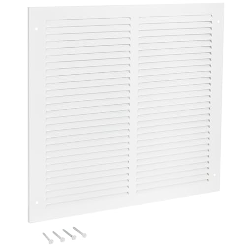 EZ-FLO 12 x 12 Inch (Duct Opening) Return Air Vent Cover for Wall or Ceiling, Solid Steel Return Air Grille, HVAC Vent Cover, White, 61627 - Image 1