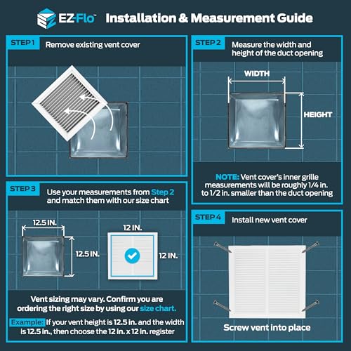 EZ-FLO 12 x 12 Inch (Duct Opening) Return Air Vent Cover for Wall or Ceiling, Solid Steel Return Air Grille, HVAC Vent Cover, White, 61627 - Image 3