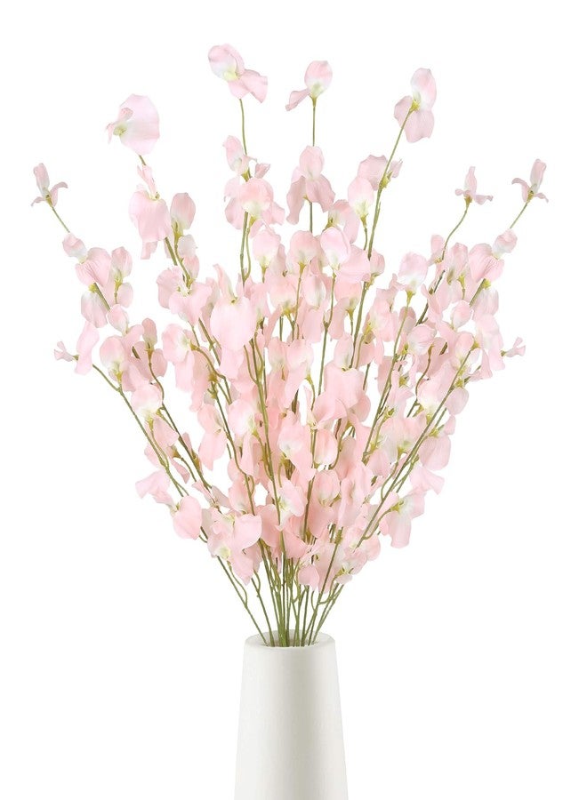 IPOPU 8PCS Artificial Sweet Pea Flowers 39" Fake Pink Flowers Long Stem Artificial Flowers for Tall Vase Wedding Party Home Decoration(Light Pink) - Image 1