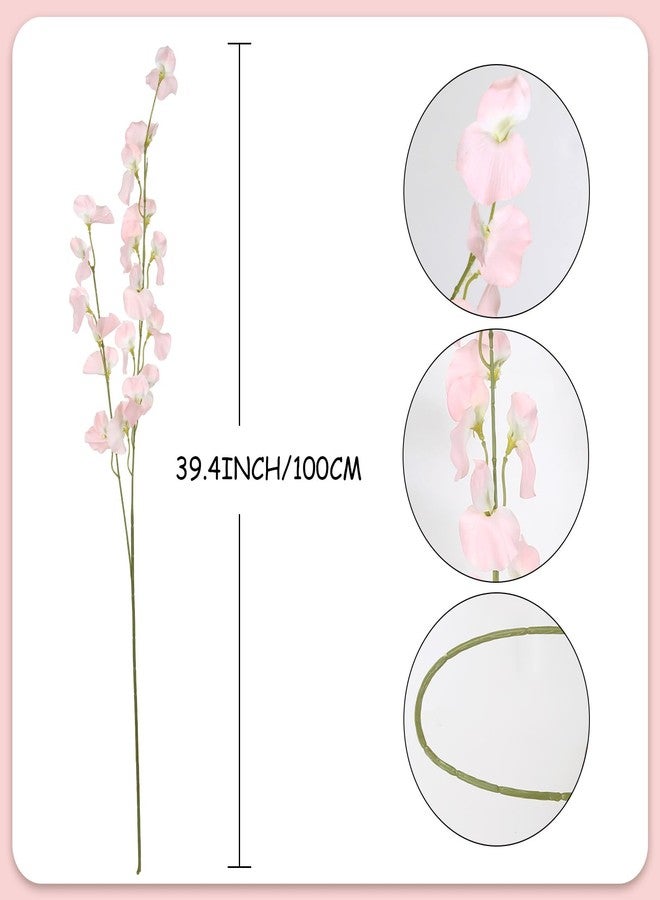 IPOPU 8PCS Artificial Sweet Pea Flowers 39" Fake Pink Flowers Long Stem Artificial Flowers for Tall Vase Wedding Party Home Decoration(Light Pink) - Image 3