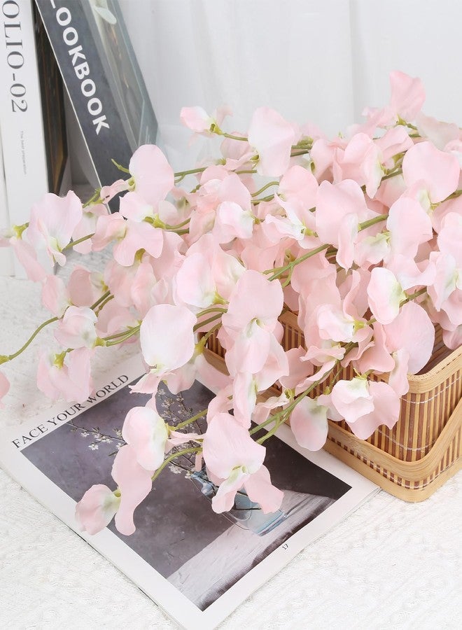 IPOPU 8PCS Artificial Sweet Pea Flowers 39" Fake Pink Flowers Long Stem Artificial Flowers for Tall Vase Wedding Party Home Decoration(Light Pink) - Image 5