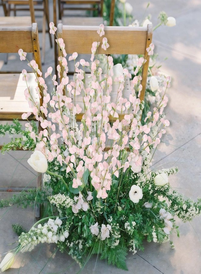 IPOPU 8PCS Artificial Sweet Pea Flowers 39" Fake Pink Flowers Long Stem Artificial Flowers for Tall Vase Wedding Party Home Decoration(Light Pink) - Image 4