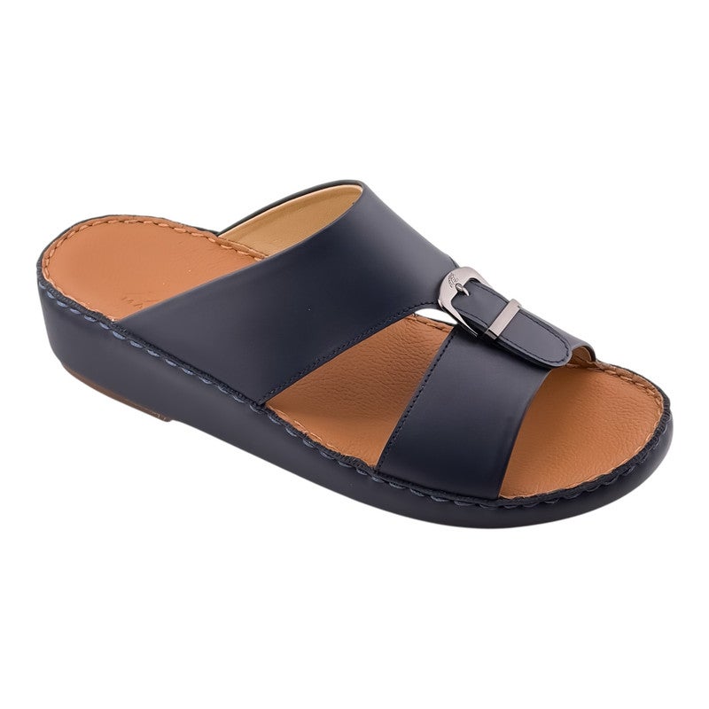 إيت صندل عربي يدوي الصنع للرجال من AET | شبشب رجالي خارجي | شبشب مفتوح من الأمام للاستخدام اليومي | جلد عربي أصلي ناعم مع ابزيم| تصميم عربي جديد| نعل داخلي بني| مريح وخفيف الوزن - Image 1