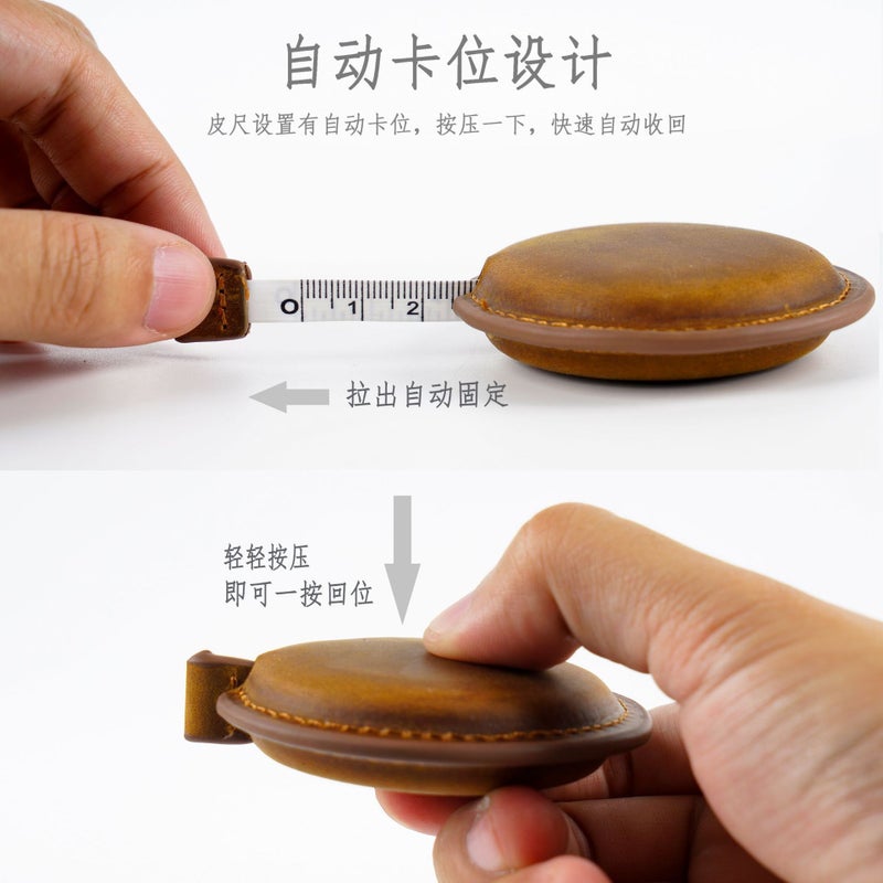 Crazy Horse Leather Handmade Mini Tape Top Layer Cowhide Pull Ruler Vintage Measuring Clothing Pull Ruler Leather Pendant Tape - Image 4