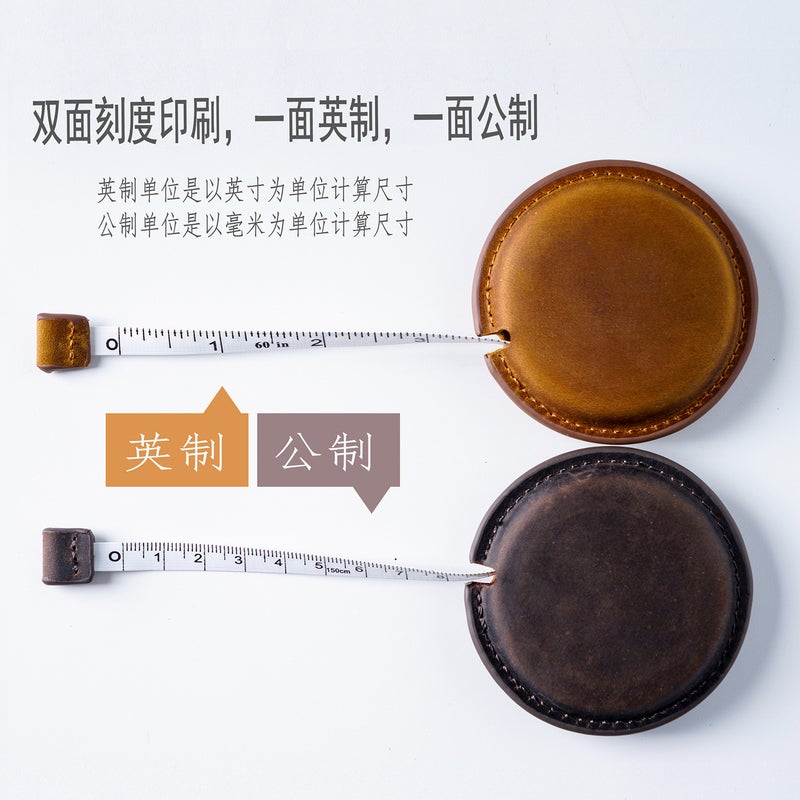 Crazy Horse Leather Handmade Mini Tape Top Layer Cowhide Pull Ruler Vintage Measuring Clothing Pull Ruler Leather Pendant Tape - Image 5