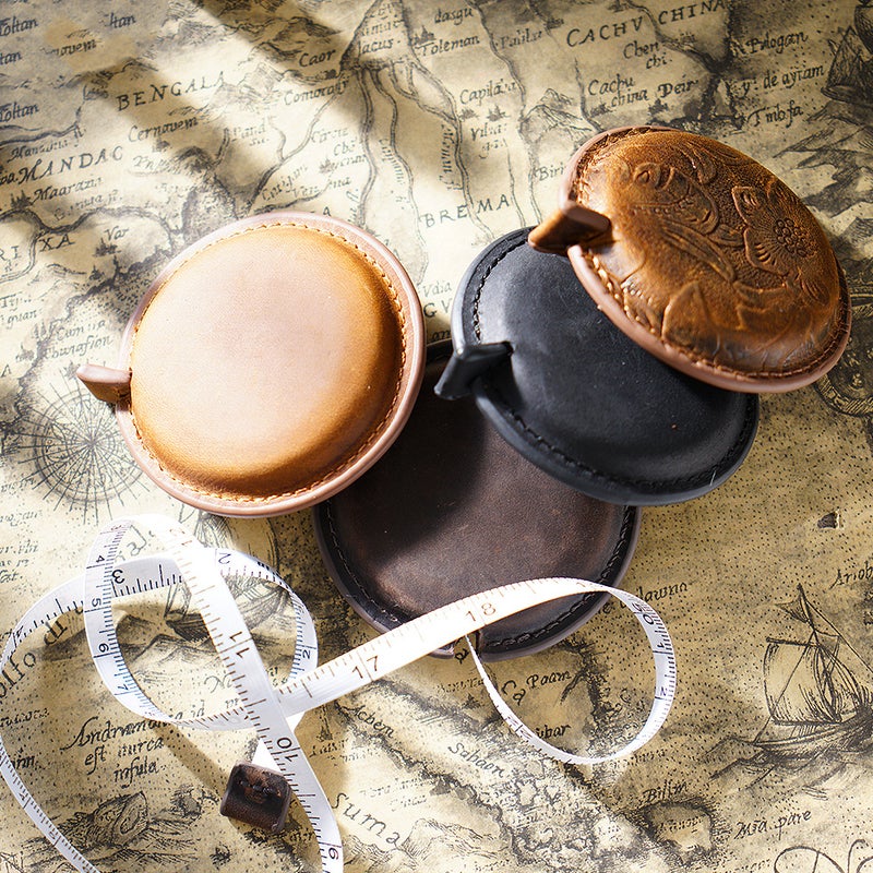 Crazy Horse Leather Handmade Mini Tape Top Layer Cowhide Pull Ruler Vintage Measuring Clothing Pull Ruler Leather Pendant Tape - Image 2