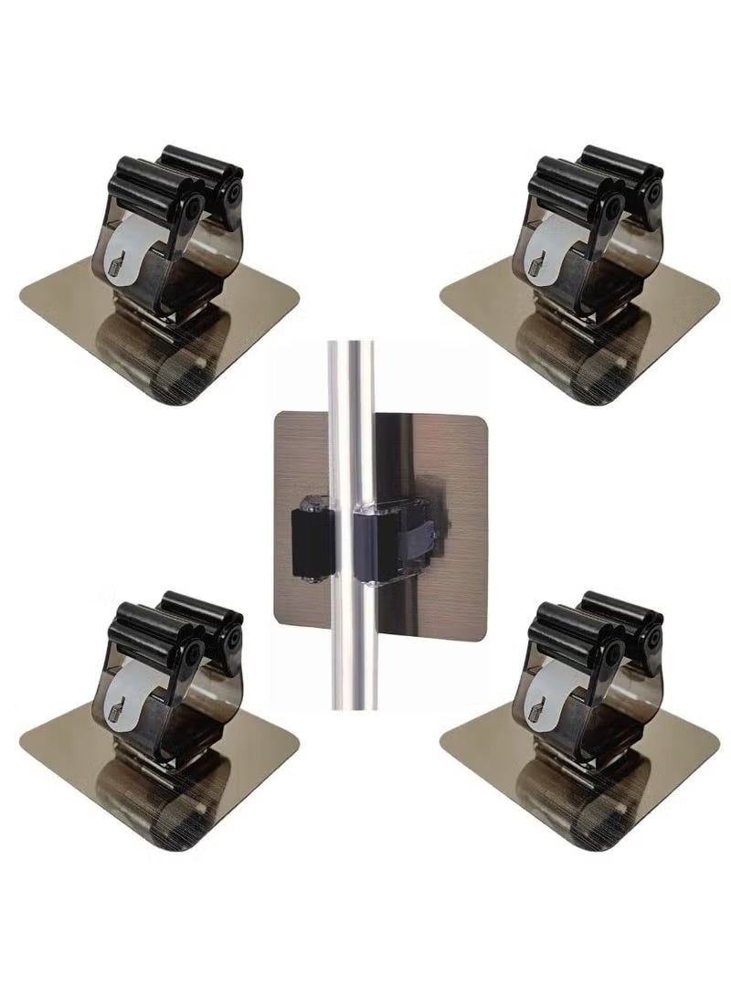 حامل مكنسة وممسحة مكون من 4 قطع، منظم أدوات حديقة شديد التحمل، مقابض مجرفة ومجرفة، خطاف ممسحة من الفولاذ المقاوم للصدأ، رف أدوات مثبت على الحائط مع براغي - Image 5