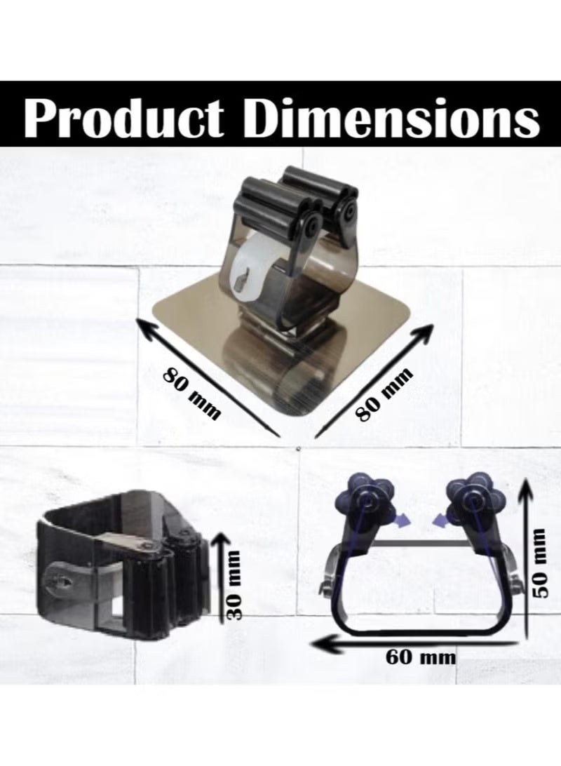 حامل مكنسة وممسحة مكون من 4 قطع، منظم أدوات حديقة شديد التحمل، مقابض مجرفة ومجرفة، خطاف ممسحة من الفولاذ المقاوم للصدأ، رف أدوات مثبت على الحائط مع براغي - Image 2