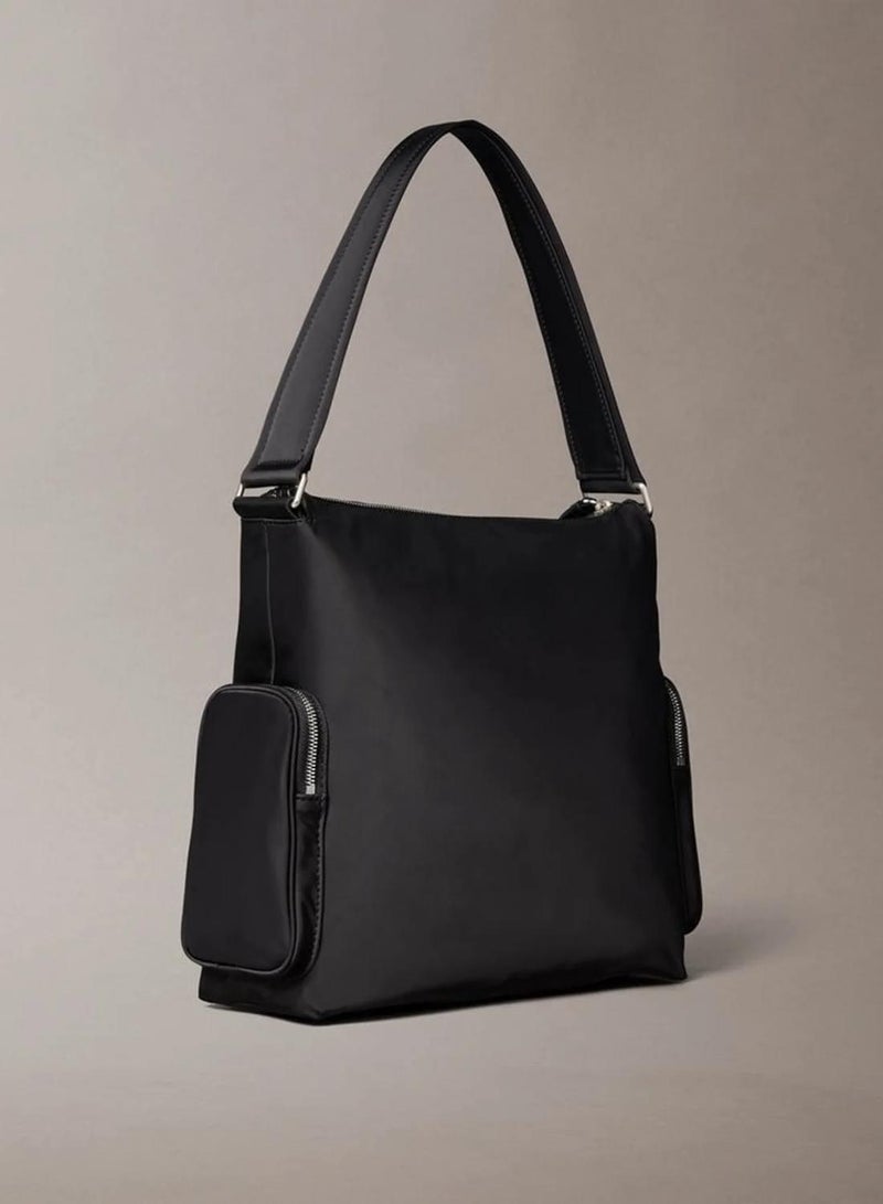CALVIN KLEIN Soft Satin Nylon Satchel Handbag - Image 2
