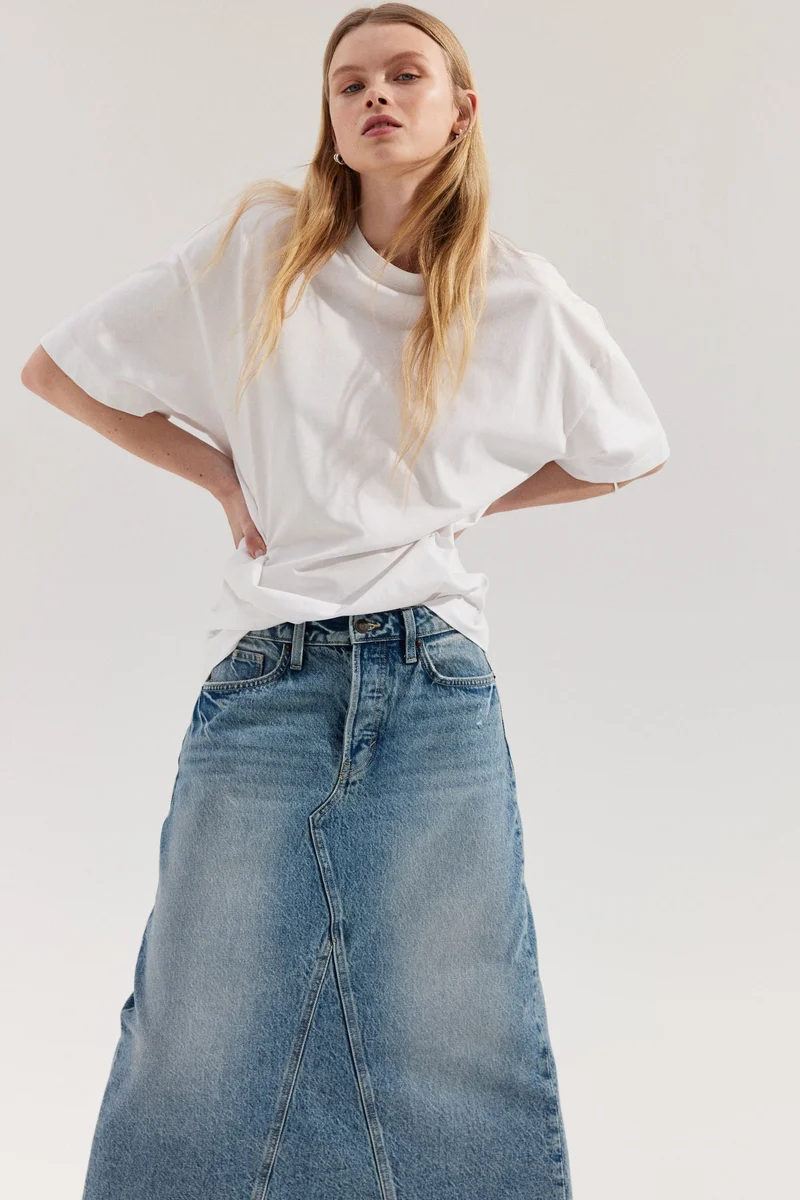 اتش اند ام تنورة دنيم بقصّة A