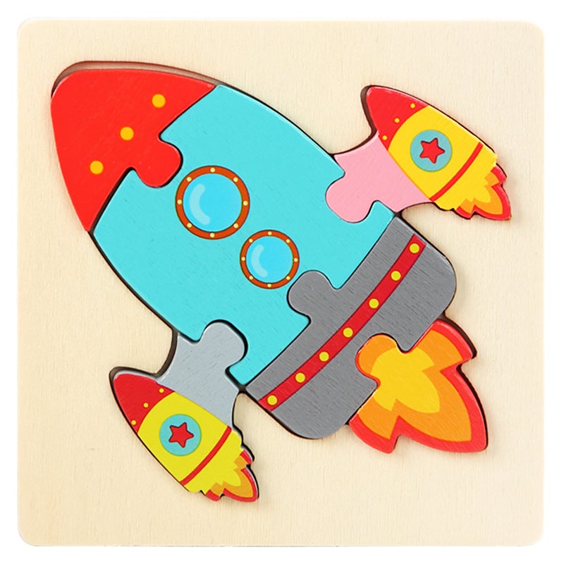 Children'S Wooden Puzzle Toys Baby Early Education Puzzle Three-Dimensional Buckle Shape Animal Traffic Matching Puzzle Toys - Image 1