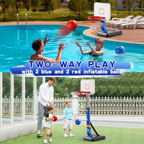 Dollox Toddler Basketball Hoop Set Indoor Mini Poolside Basketball Stand Height Adjustable Outdoor Basketball Toys with 4 Balls Pump for Kids Age 3 4 5 6 Birthday Gifts - Image 5
