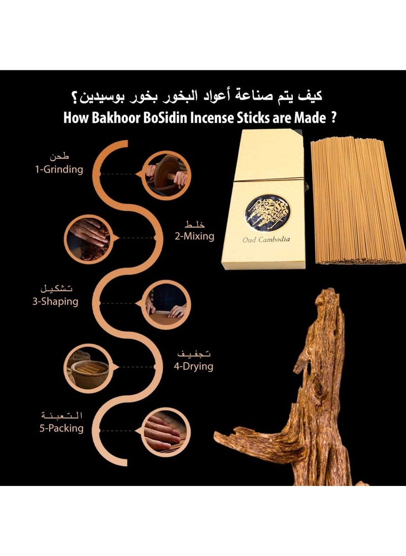 Bakhoor BoSidin Super Oud Max Quantity Cambodian Incense Sticks 21 cm long Gift Box Oud Bakhoor Incense Agarwood for Home Fragrance  - Image 3