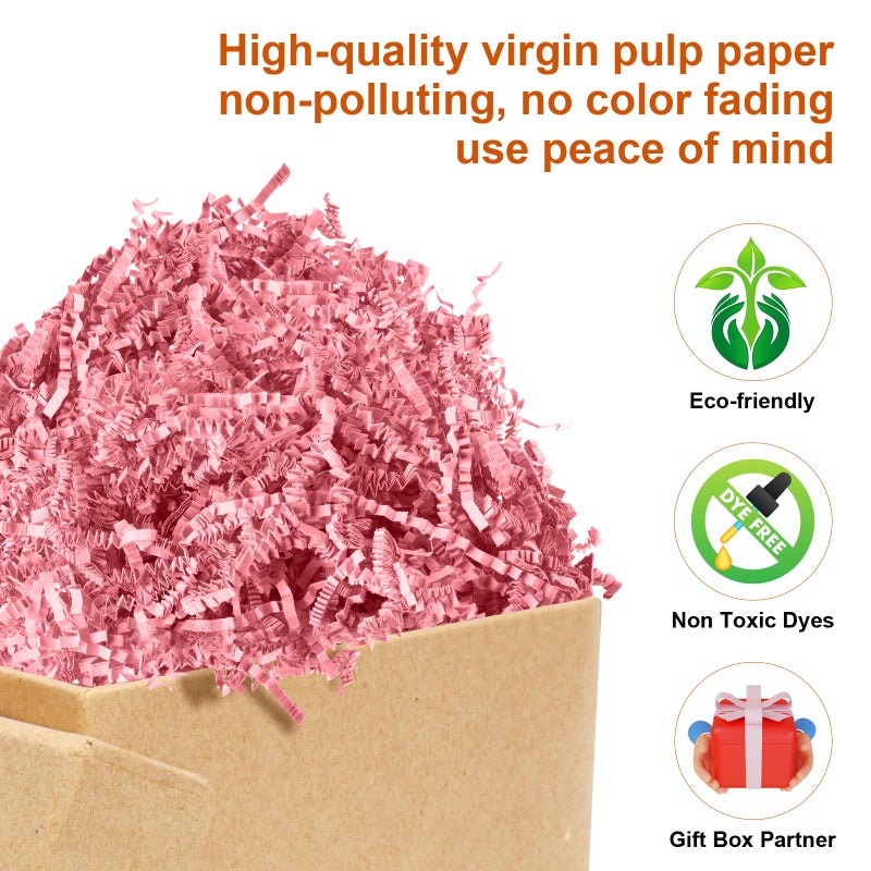 Darfukei Easter Crinkle Paper Filler, Valentine's Day Shredded Paper For Gift Baskets 1/2LB (8 oz) , Pink Mother's Gifts Day Baskets Grass, Crinkle Cut Papers Shred For Birthdays, Weddings,Boxes Bags, Basket Filler ,Anniversaries,Gift Wrapping - Image 3