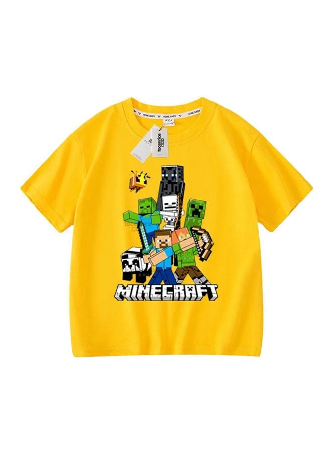 عام ماين كرافت عارضة جولة الرقبة قصيرة الأكمام 2025 جديد الأطفال قمم فضفاضة تي شيرت نصف الأكمام الملابس - Image 1