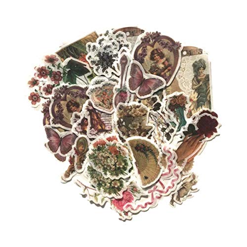 DESEACO Vintage Fairy Tale Flower Washi Sticker Pack - Artsy Retro Decals with Assorted Butterfly, Floral, Lady Dowager Portraits (Fairy Fantasy Garden, 120 Pcs) - Image 1