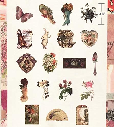 DESEACO Vintage Fairy Tale Flower Washi Sticker Pack - Artsy Retro Decals with Assorted Butterfly, Floral, Lady Dowager Portraits (Fairy Fantasy Garden, 120 Pcs) - Image 2