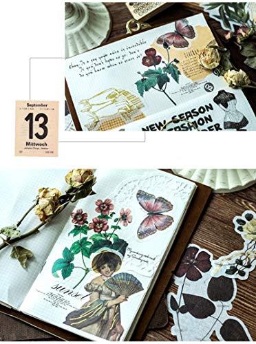 DESEACO Vintage Fairy Tale Flower Washi Sticker Pack - Artsy Retro Decals with Assorted Butterfly, Floral, Lady Dowager Portraits (Fairy Fantasy Garden, 120 Pcs) - Image 5