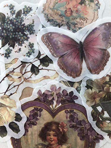 DESEACO Vintage Fairy Tale Flower Washi Sticker Pack - Artsy Retro Decals with Assorted Butterfly, Floral, Lady Dowager Portraits (Fairy Fantasy Garden, 120 Pcs) - Image 3