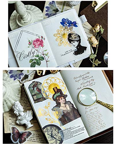 DESEACO Vintage Fairy Tale Flower Washi Sticker Pack - Artsy Retro Decals with Assorted Butterfly, Floral, Lady Dowager Portraits (Fairy Fantasy Garden, 120 Pcs) - Image 4