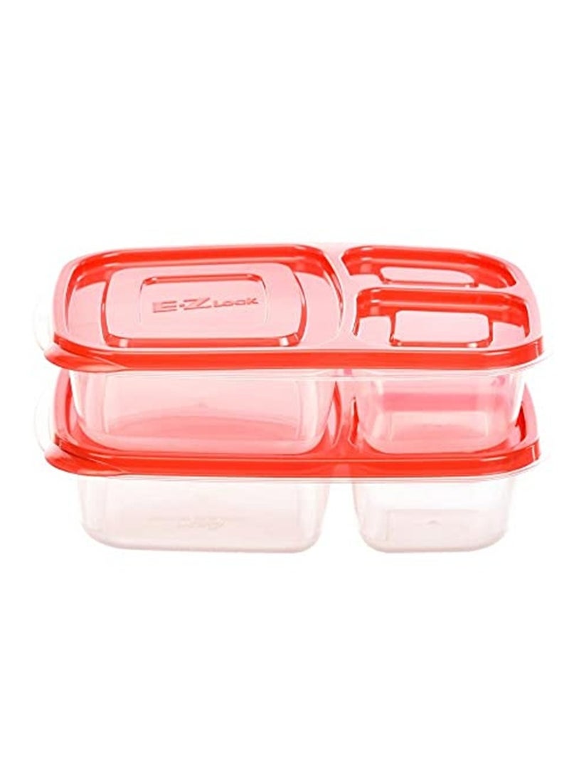 LOCK & LOCK LocknLock EzLock Rectangle Container Set - 965ml (Set of 2), Clear Base, Stackable, Microwave-Safe  - Image 2