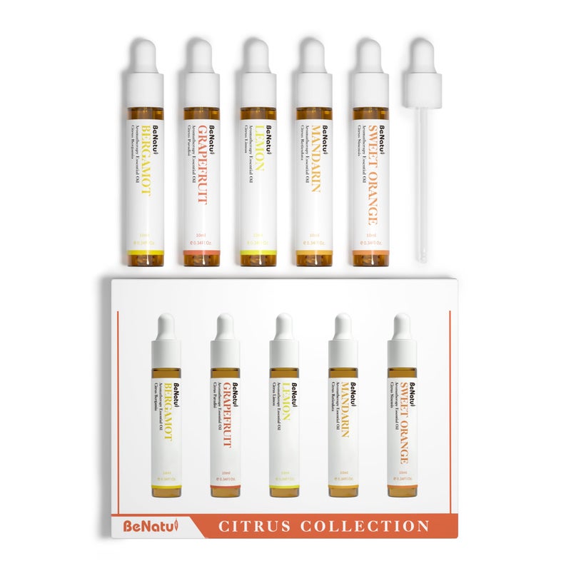 benatu Citrus Essential Oil Set for Diffuser, Natural Fruity Fragrance Blends Gift for Home, Fresh Scent Aromatherapy Oils (Lemon, Sweet Orange, Grapefruit, Bergamot, Mandarin) 5 Packs - Image 2