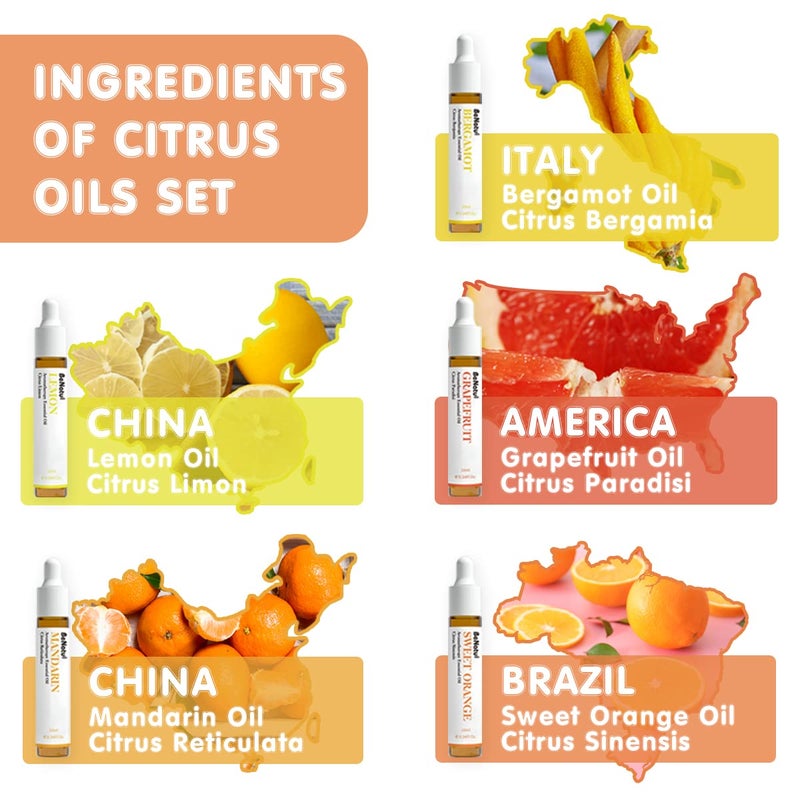 benatu Citrus Essential Oil Set for Diffuser, Natural Fruity Fragrance Blends Gift for Home, Fresh Scent Aromatherapy Oils (Lemon, Sweet Orange, Grapefruit, Bergamot, Mandarin) 5 Packs - Image 4