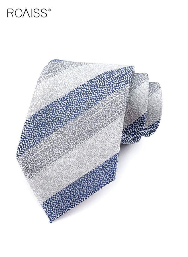 roaiss Men's Wide Stripe Ties Jacquard Pattern Business Formal Designer Neckties Premium Silk Textured Office Wedding Dress Accessories Gift - Image 1