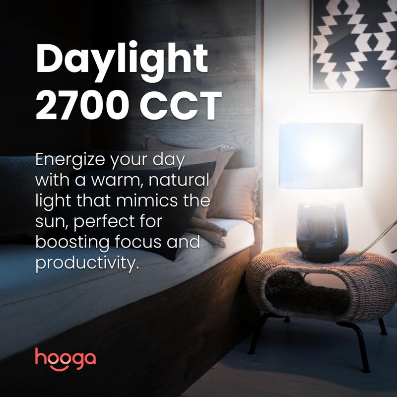 hooga Circadian Rhythm Full Spectrum LED Light Bulb - 2700K, 2100K, 1400K, Flicker-Free, Blue Light Free Night Mode, 7W Energy Efficient Warm White for Sleep, Relaxation & Focus - 4 Pack - Image 5