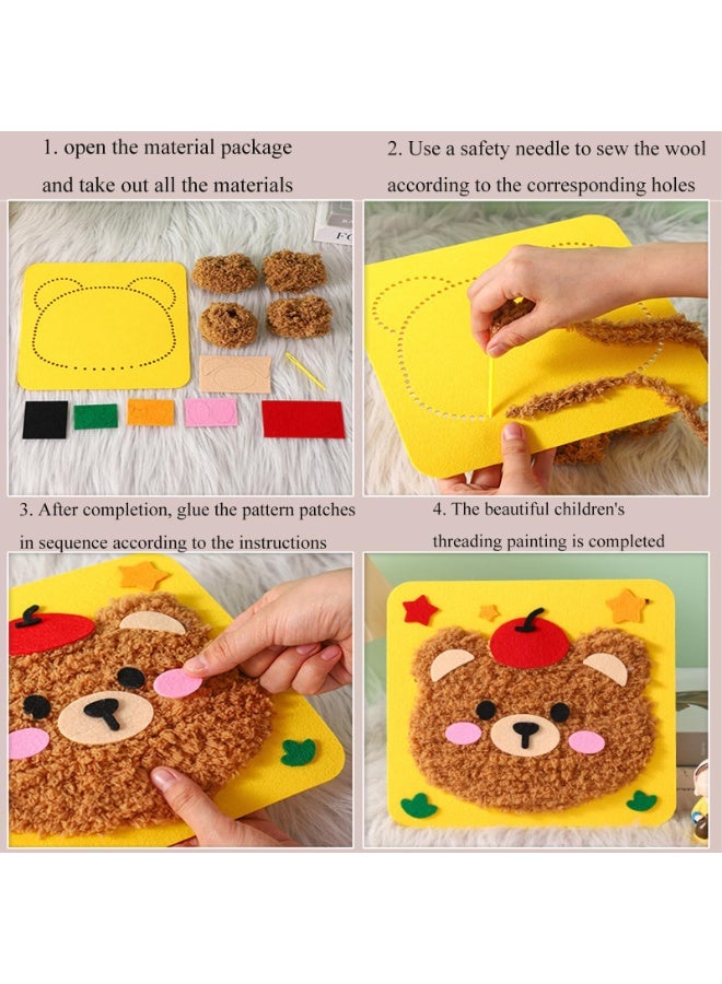 SUNSAR 4 Pack DIY Embroidery Doll Set, Sewing Arts and Crafts Kit, Cartoon Animal Felt Embroidery Stitching with Stickers Felt Sewing Crafts Projects - Image 4