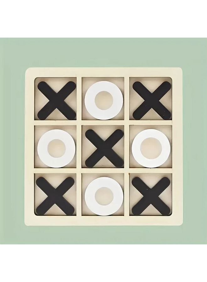 10 قطعة من مجموعة ألعاب الطاولة العائلية في الفناء الخلفي، لعبة تيك تاك تو من الخشب الصلب الأسود، هدية - Image 1