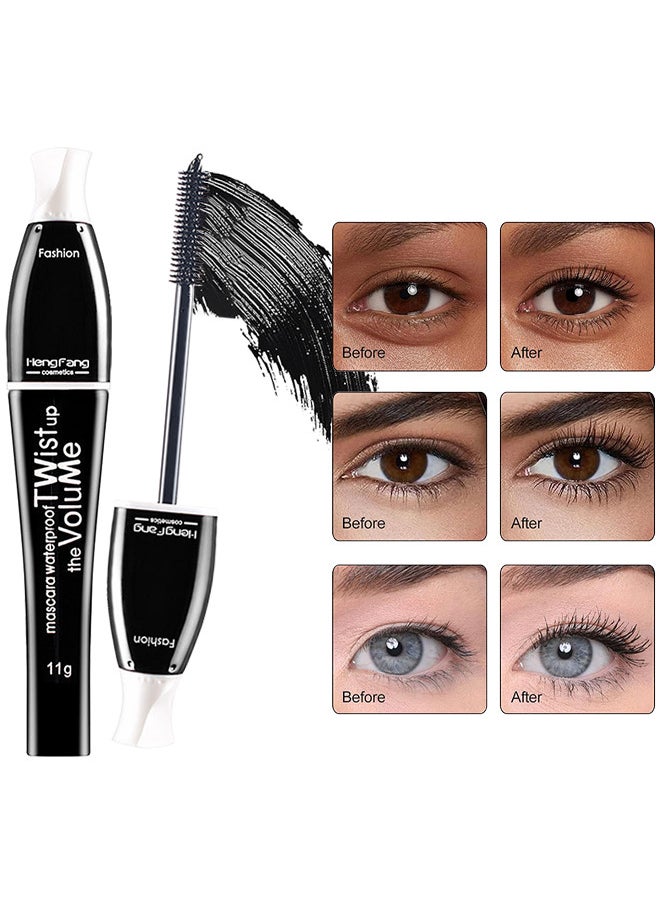 Hengfang - Black Curly Mascara, Waterproof Mascara, Black Mascara Long Lasting Thick Not Smudge, Fiber Mascara, Curly Mascara, Eye-Makeup, Easy To Color, Mascara Black - Image 1
