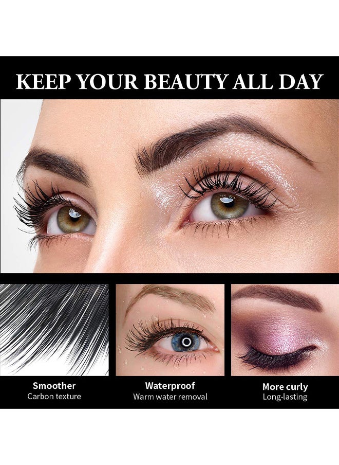 Hengfang - Black Curly Mascara, Waterproof Mascara, Black Mascara Long Lasting Thick Not Smudge, Fiber Mascara, Curly Mascara, Eye-Makeup, Easy To Color, Mascara Black - Image 1