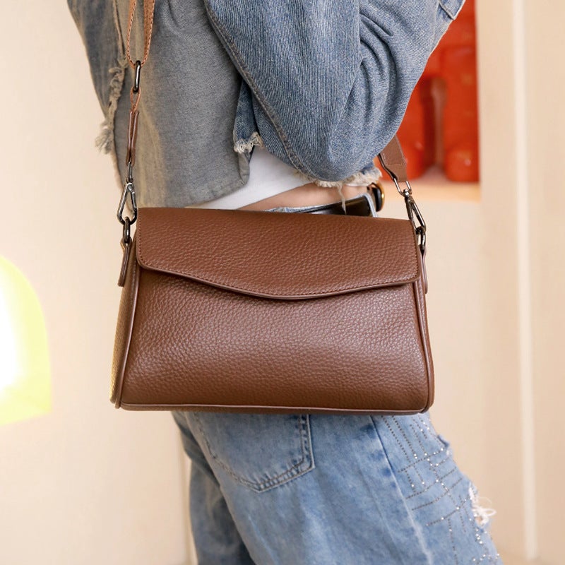 Live Selling Middle-Aged Women'S Bag Simple All-Match Soft Leather One-Shoulder Underarm Bag Portable Crossbody Bag - Image 3