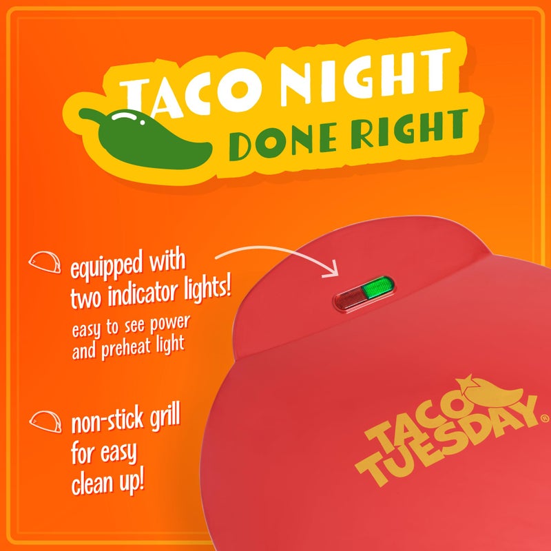 Nostalgia Taco Tuesday Deluxe 10-inch 6-Wedge Electric Quesadilla Maker with Extra Stuffing Latch, Red - Image 4