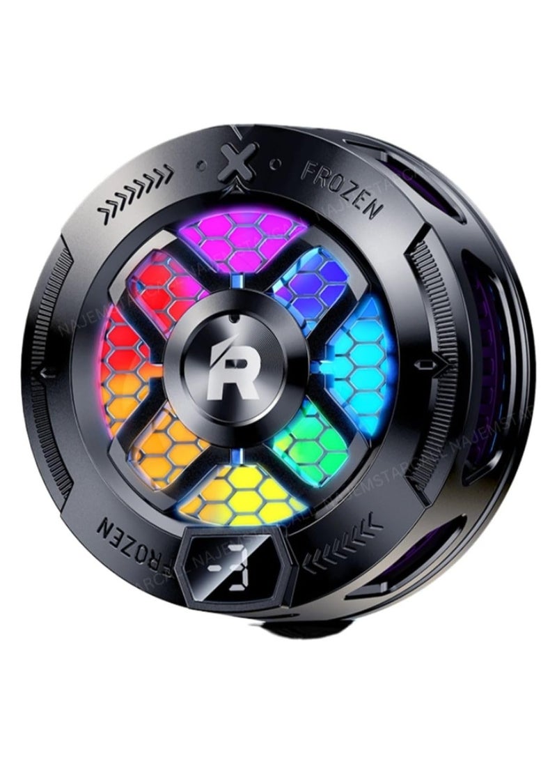Remax Mena F7I Cooler For Phones and Tablets, Silent Motor 7-blade fan,RGB Lighting Effects,8W High-Power Output,USB Type-C Charging Port, 58g  - Image 1