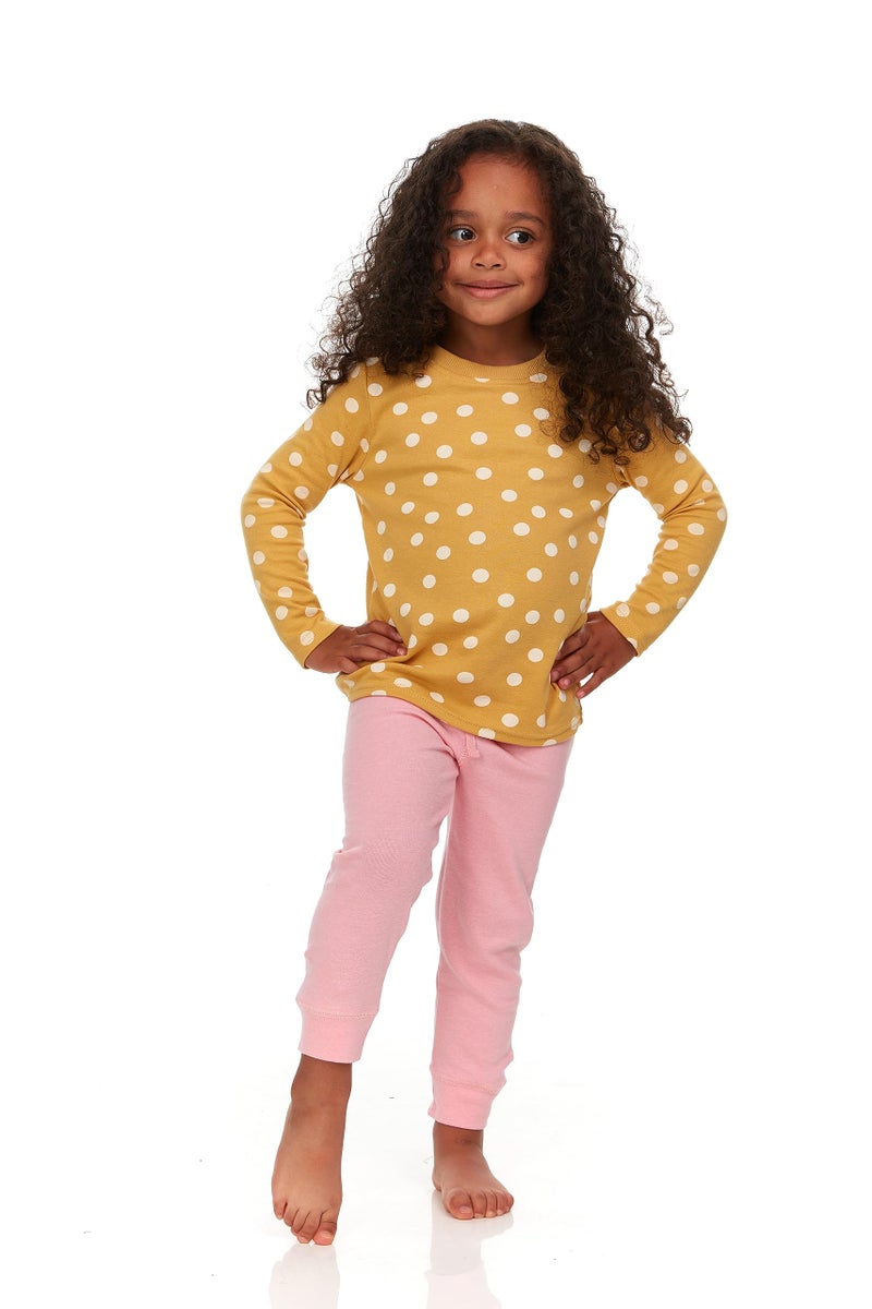 Cudlie 5-Pack Toddler Girl Long Sleeve Shirt - Basic Baby Tees, Blouses, Tops - Solid Polka Dot & Printed Tshirts, 3T - Image 2