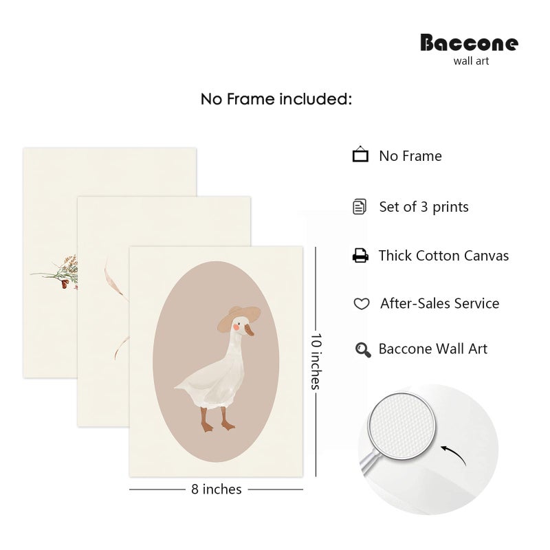 Baccone Coquette Pink Wall Art Decor Preppy Aesthetic Canvas Poster Girls Room Wall Art Trendy Bow Wall Decor Vintage Floral Prints Pink Silly Goose Pictures Nursery Artwork for Bedroom 8x10x3 Inch Unframed - Image 2