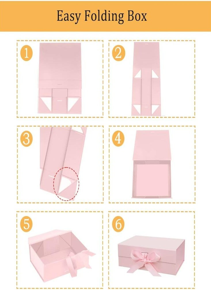 Oasisgalore 26*19*8cm Pink Gift Box with  Ribbon for Mother's Day,Valentine's Day,Birthdays,Party  - Image 4