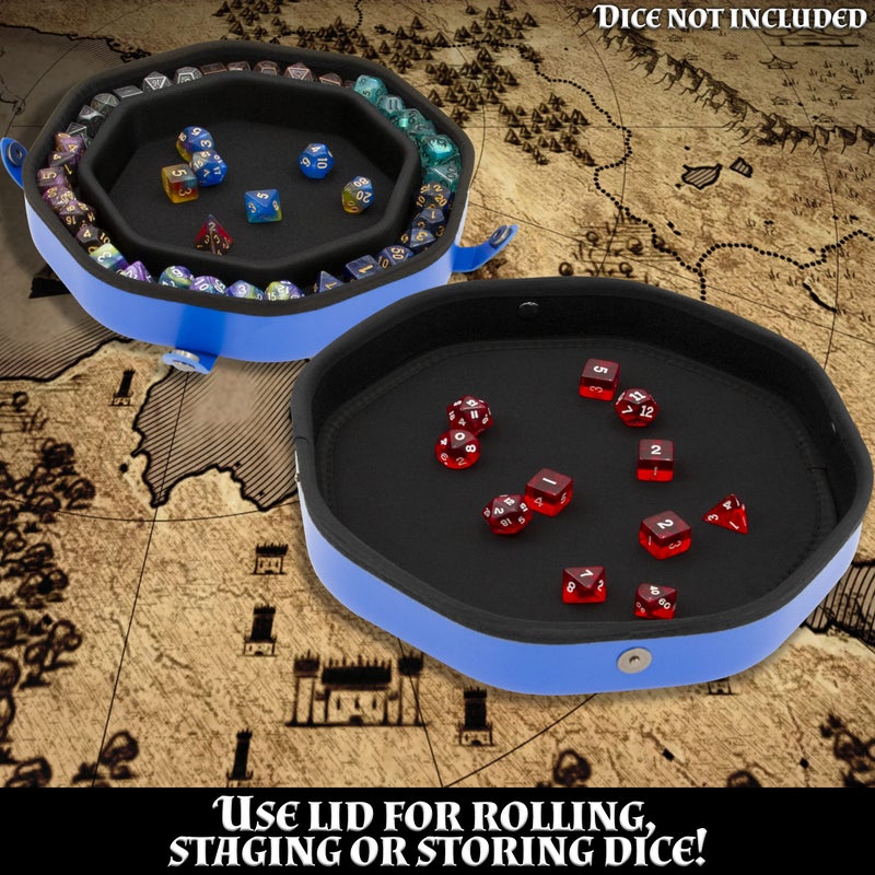 Casematix Dice Tray And Dice Storage Case For Up To 115 Rpg Dice - Dice Tray For Rolling With Magnetic Snaps  Embossed Wolf Design And Non-Scratch Interior For Random Rolls Dice Protection - Image 3