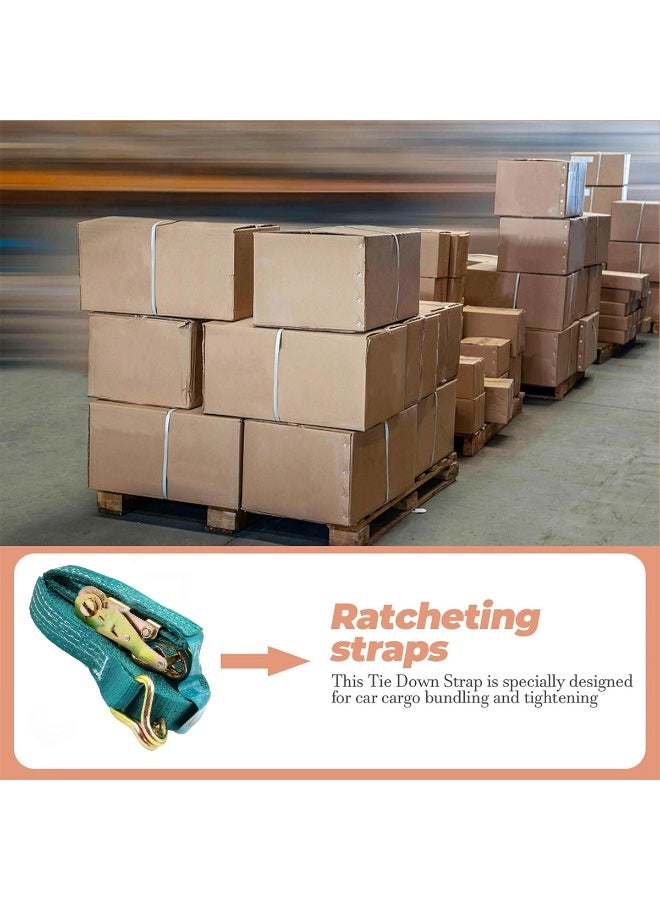 TOTAL Ratchet Tie Down Strap 10 Meter 2 Ton Heavy Duty Cargo Lashing Belt with Metal Ratchet Hook Fastening Strap for Truck Pickup Trailer Goods Transport Securing Load Binding Strap Strong Polyester Webbing - Image 5