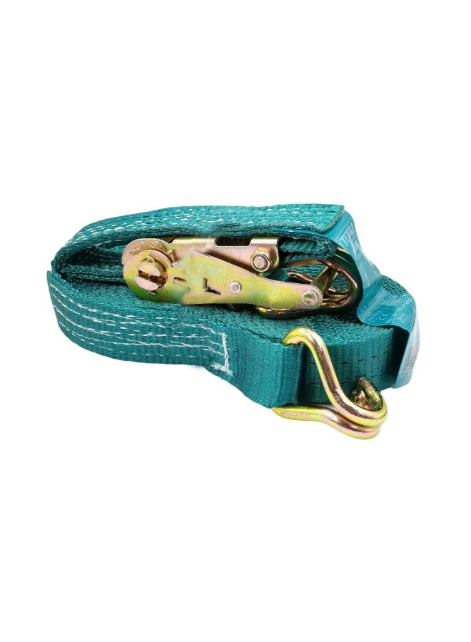 TOTAL Ratchet Tie Down Strap 10 Meter 2 Ton Heavy Duty Cargo Lashing Belt with Metal Ratchet Hook Fastening Strap for Truck Pickup Trailer Goods Transport Securing Load Binding Strap Strong Polyester Webbing - Image 1